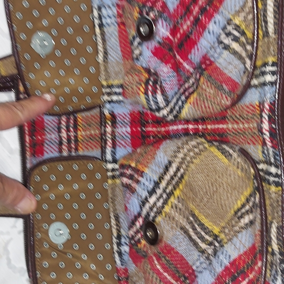 Vintage Vera Bradley Patchwork Plaid Tweed Wool Satchel Handbag - Picture 15 of 16